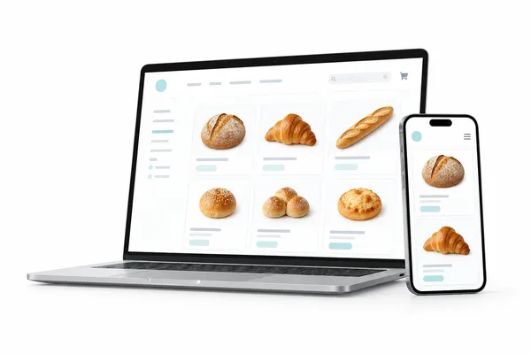 パンの商品を並べたECサイトの制作イメージ
