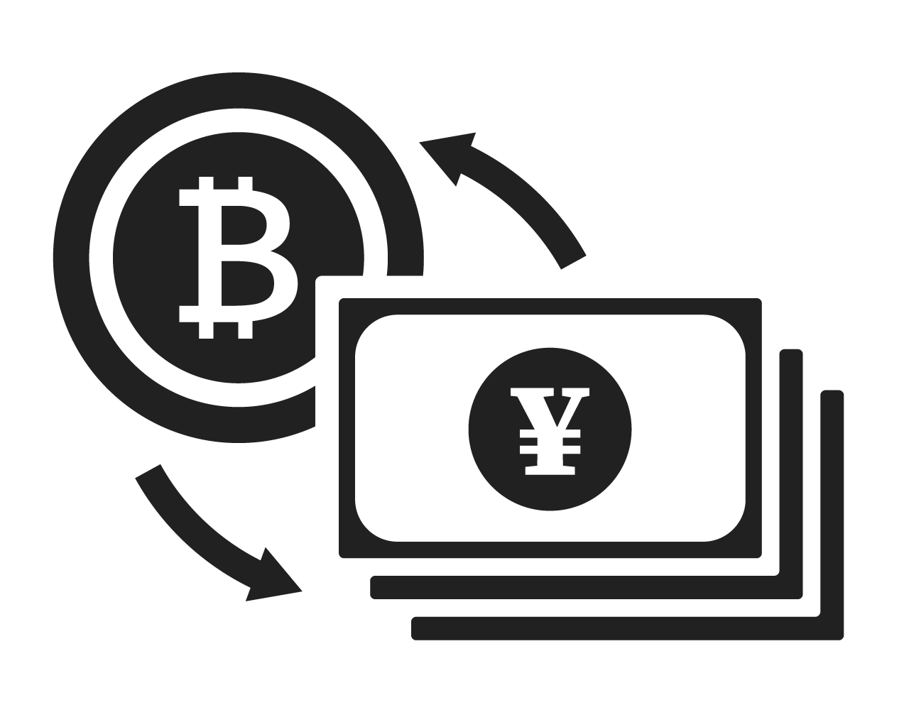 仮想通貨を現金へ変更する手続きを表すデザインイメージ