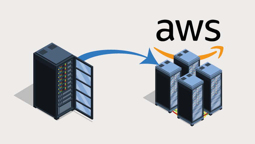 AWSのサーバー移行を表すデザインイメージ